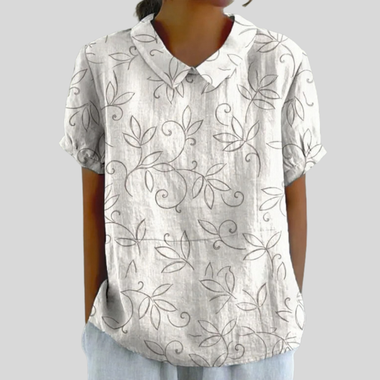 Edith | Blusa minimalista con estampado de follaje