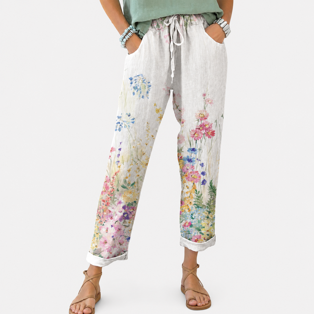 Pantalones casuales de mujer sin cierre.