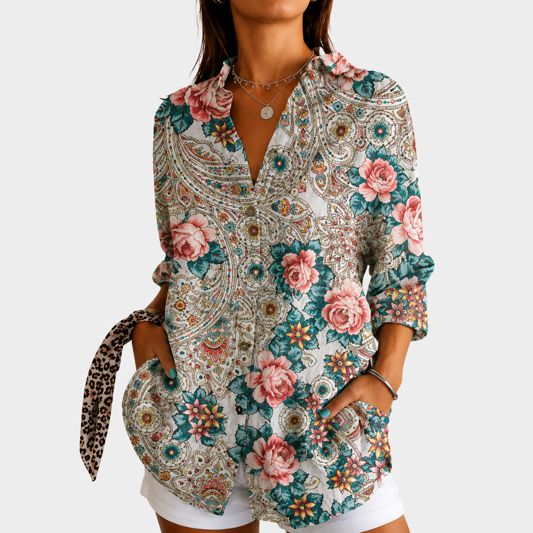 Blusa ligera con estampado colorido
