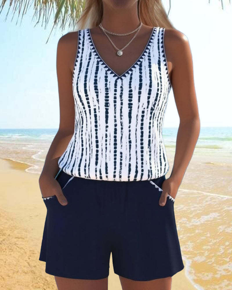 Leslie - Conjunto informal de tankini y shorts