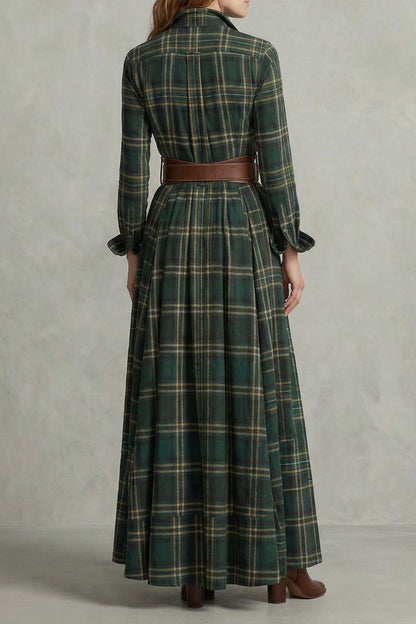 Velerine – Hoogland Encanto vestido camisola largo a cuadros con cinturón