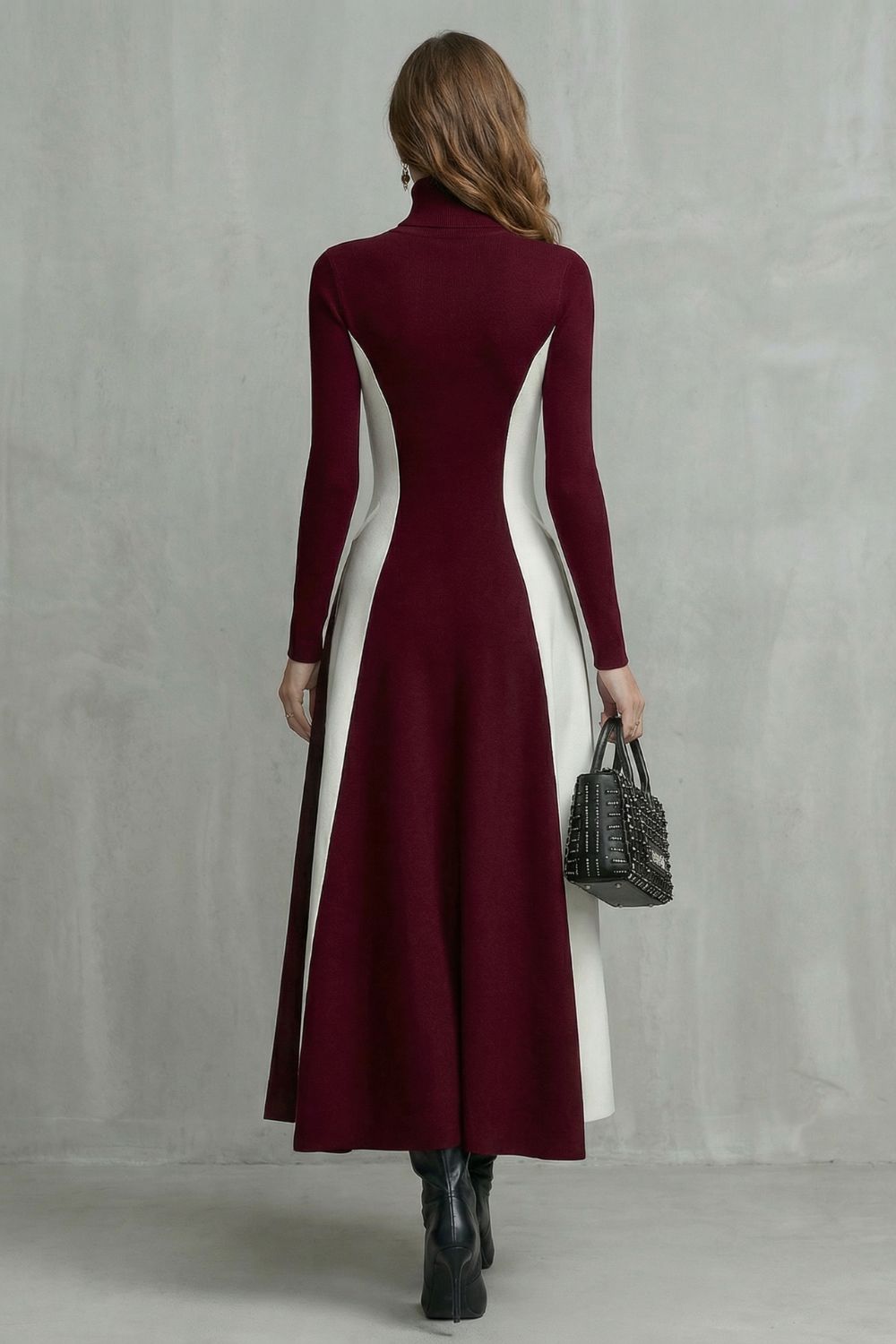 Mariveille – Vestido de cuello alto estructurado y con contraste