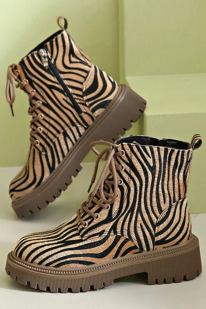 Blair | Botas con cordones y estampado de cebra