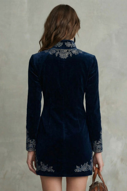 Elarine – Elegante minivestido de terciopelo bordado