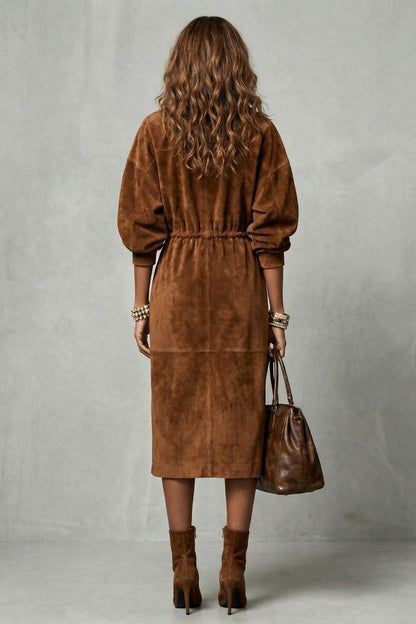 Zanetta – Vestido midi con cierre de cremallera y cintura ajustable con cordón