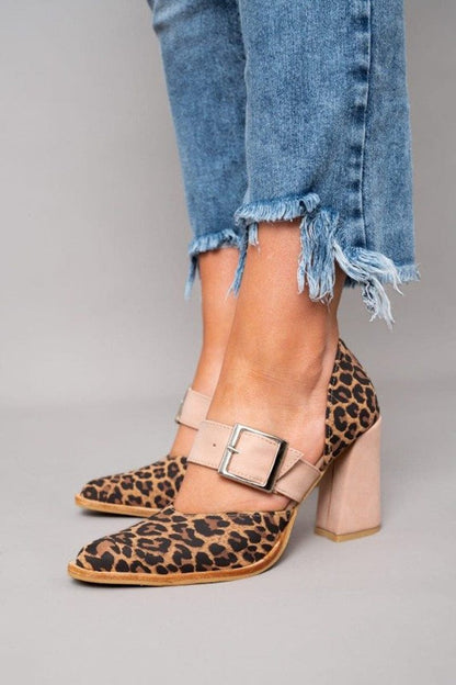 Lydia | Zapatos de tacón de ante con estampado de leopardo