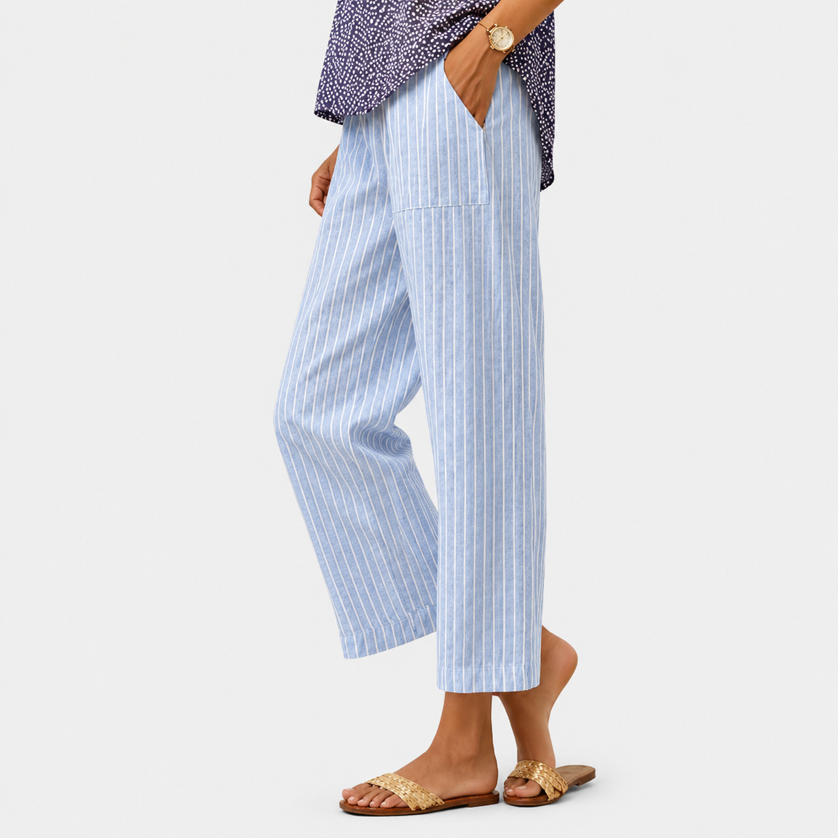 Pantalones cómodos de rayas costeras
