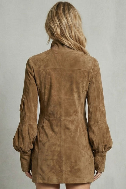 Marcella – Minivestido con cuello alto y efecto ante