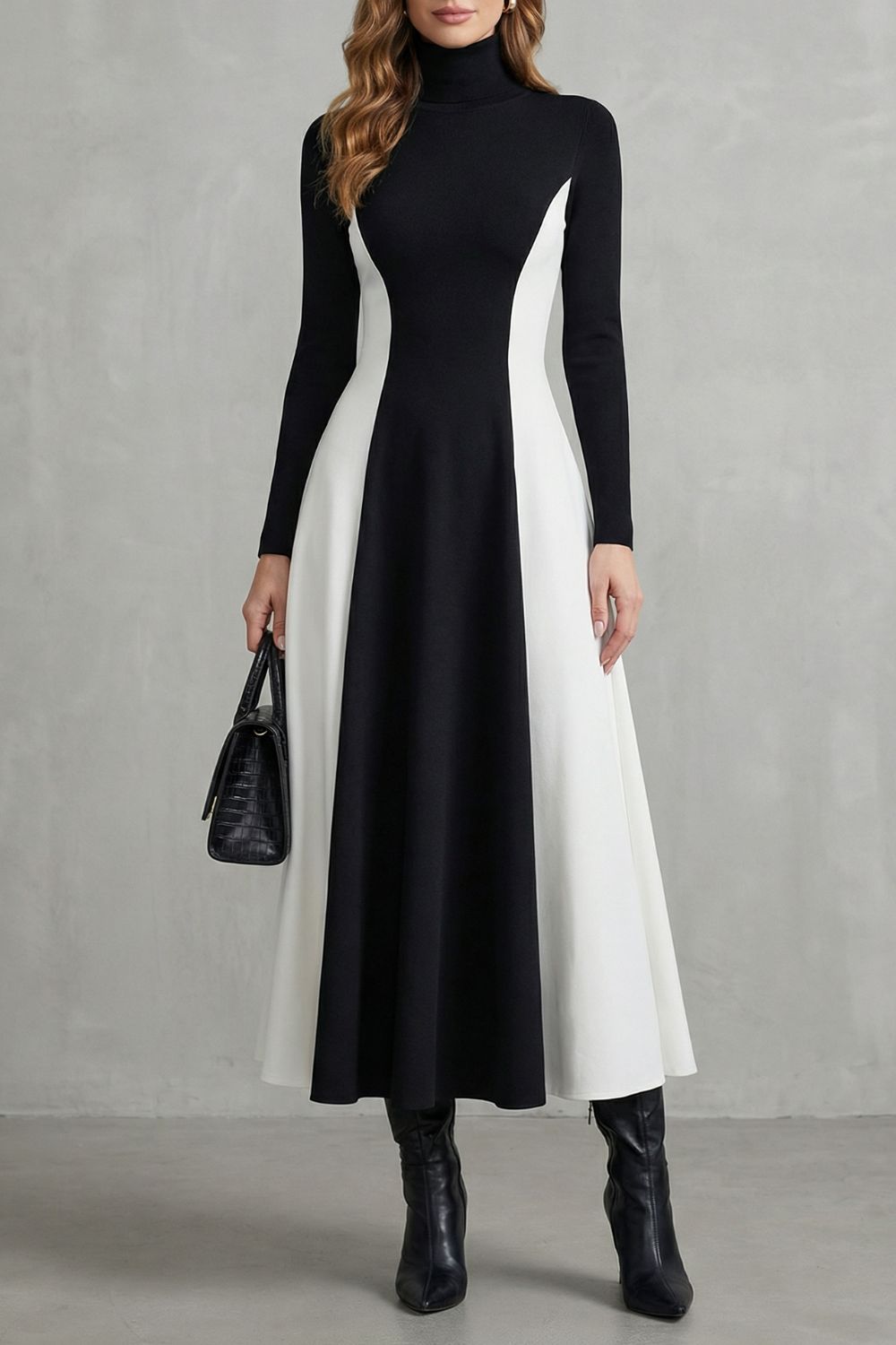 Mariveille – Vestido de cuello alto estructurado y con contraste