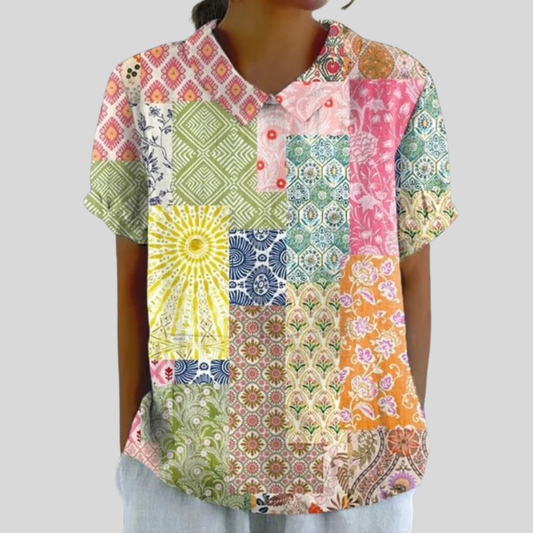 Elina | Blusa de patchwork artística