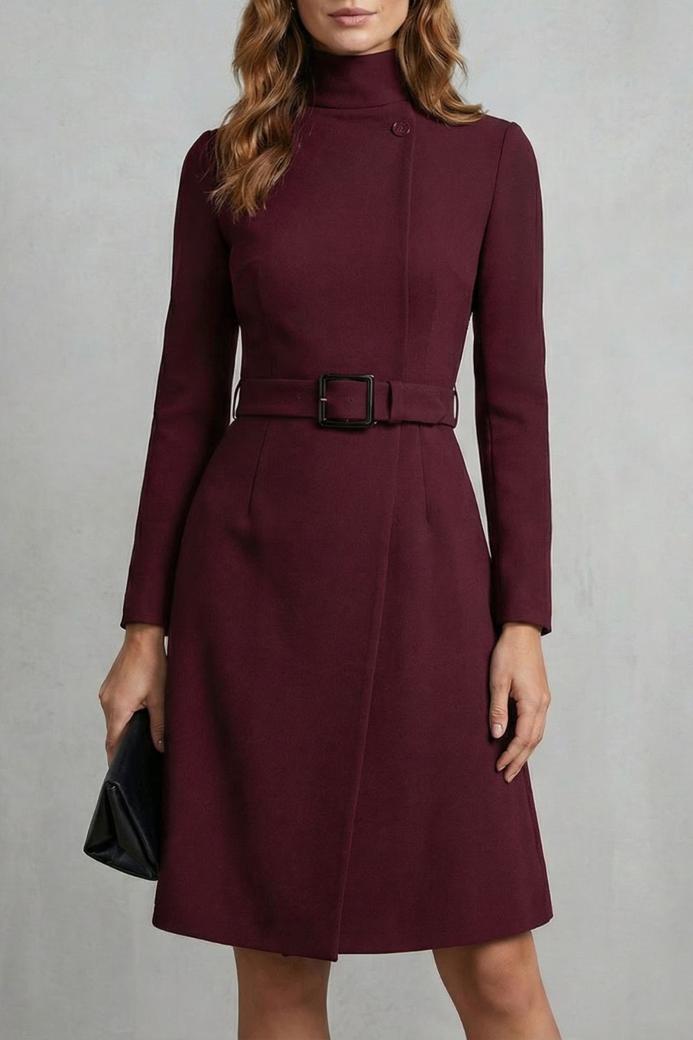 Nivara – Vestido midi de corte A con cinturón asimétrico
