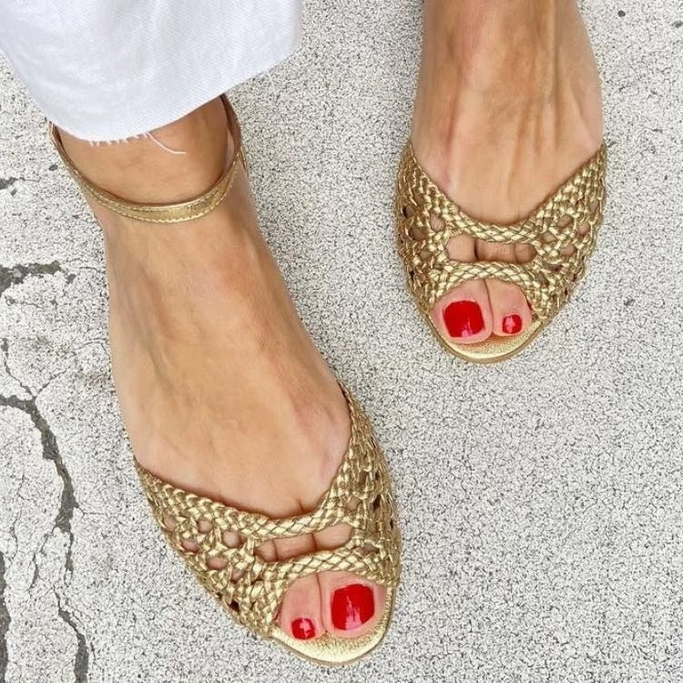 Sandalias cómodas trenzadas doradas Isadora