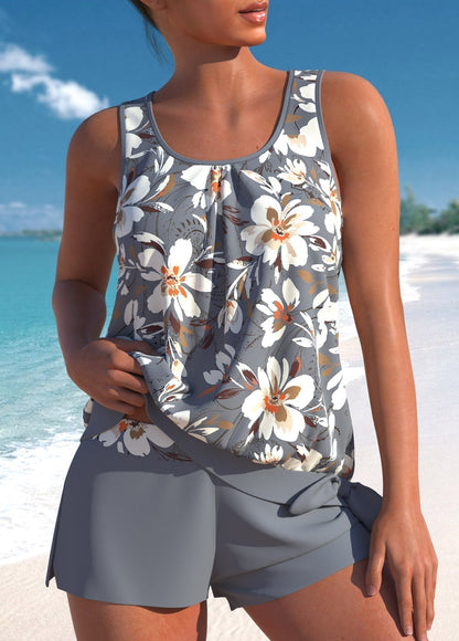 Megan - Traje de baño de corte relajado con estampado de hojas