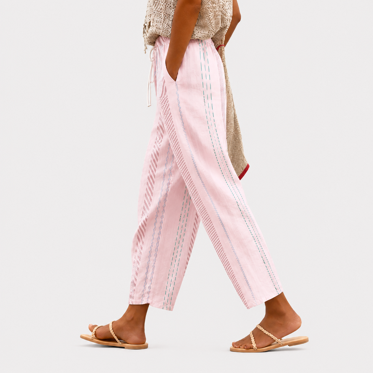 Pantalones sencillos de rayas rosas