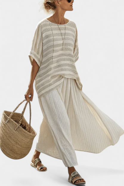 Westlyn | Conjunto de lino con suaves rayas