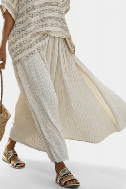 Westlyn | Conjunto de lino con suaves rayas