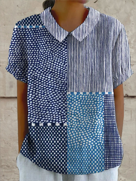 Ella | Blusa azul de retazos