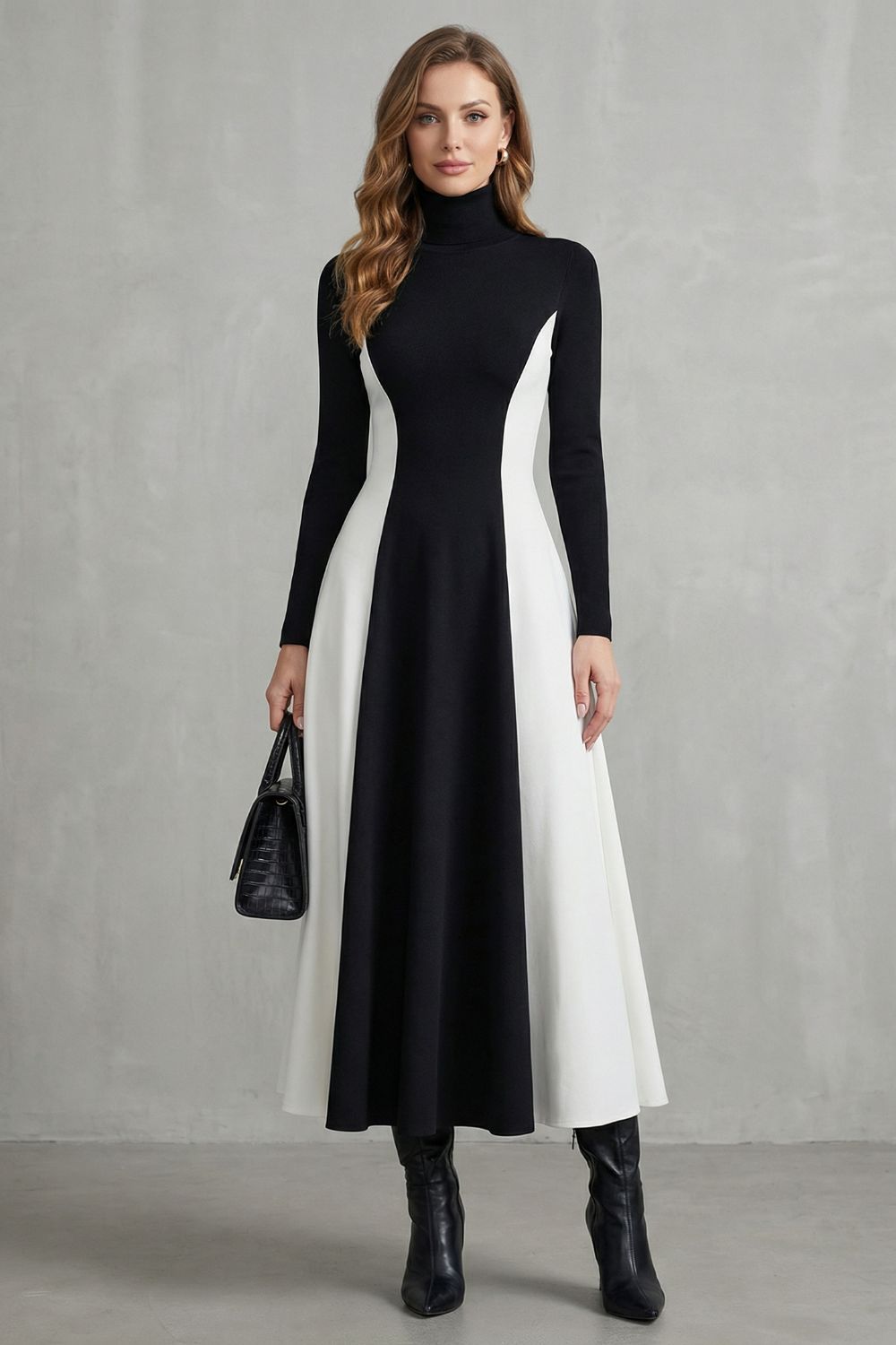 Mariveille – Vestido de cuello alto estructurado y con contraste