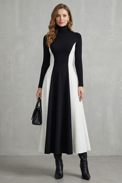 Mariveille – Vestido de cuello alto estructurado y con contraste