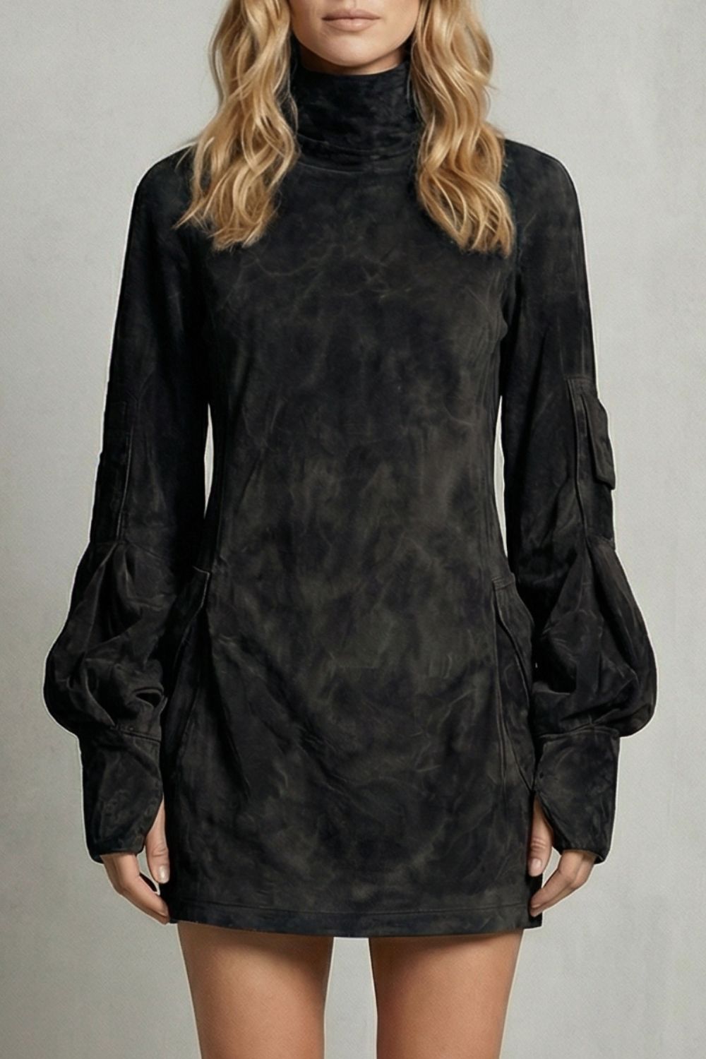 Marcella – Minivestido con cuello alto y efecto ante