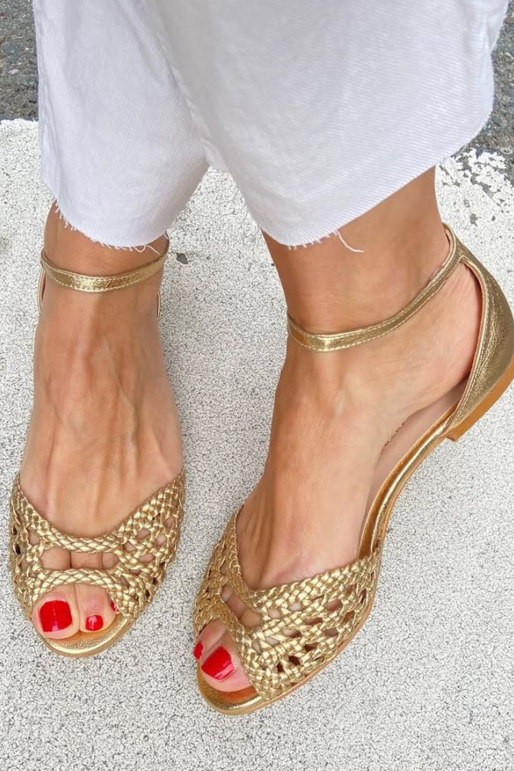Sandalias cómodas trenzadas doradas Isadora