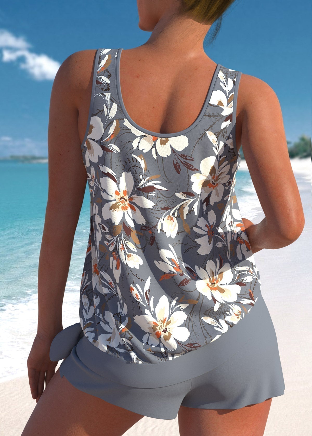 Megan - Traje de baño de corte relajado con estampado de hojas