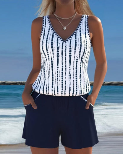 Leslie - Conjunto informal de tankini y shorts