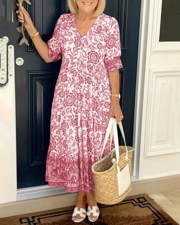 Keisha | Elegante vestido floral con escote en V