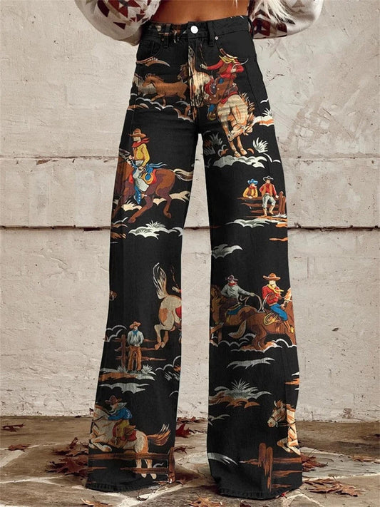 Penelope™ - Pantalones de pierna ancha con estampados vintage