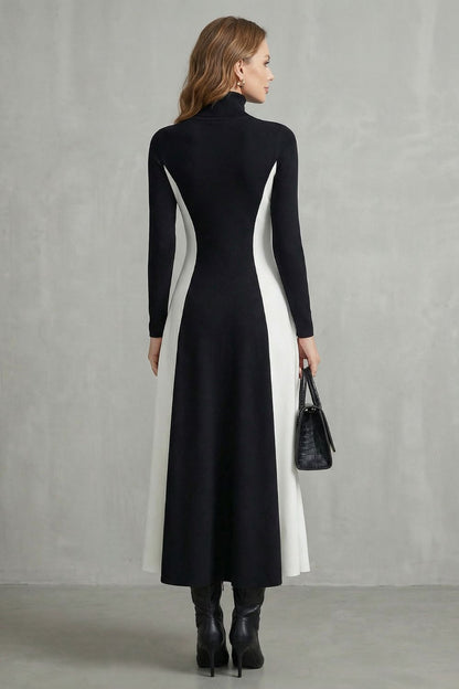 Mariveille – Vestido de cuello alto estructurado y con contraste