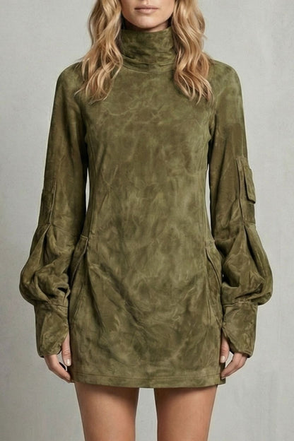 Marcella – Minivestido con cuello alto y efecto ante