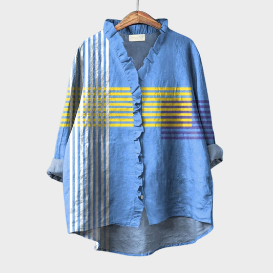 Ofelia | Blusa con estampado gráfico y volantes