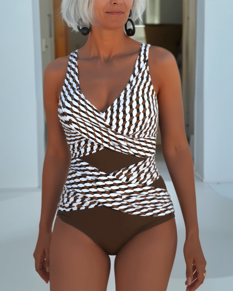 Tiffanie - Traje de baño de una pieza con diseño geométrico