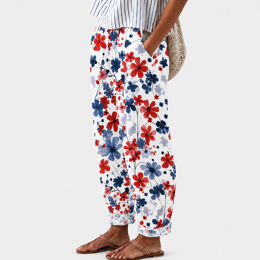 Pantalones relajados con estampado costero