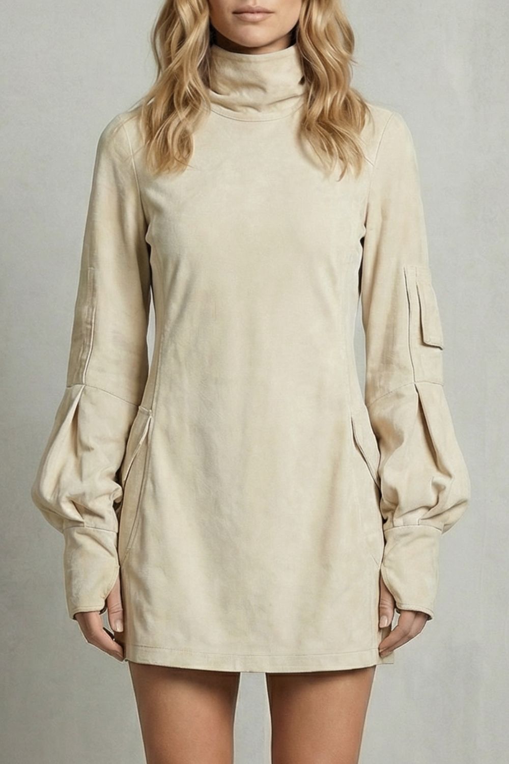 Marcella – Minivestido con cuello alto y efecto ante