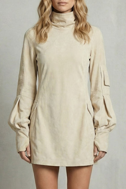 Marcella – Minivestido con cuello alto y efecto ante