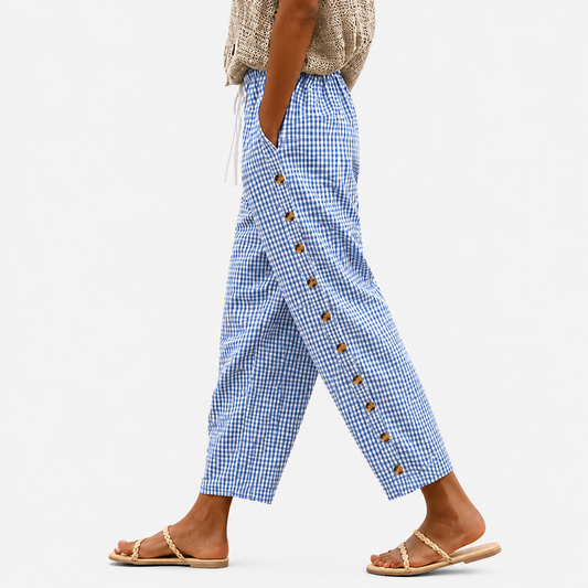 Pantalones con botones de rayas océano