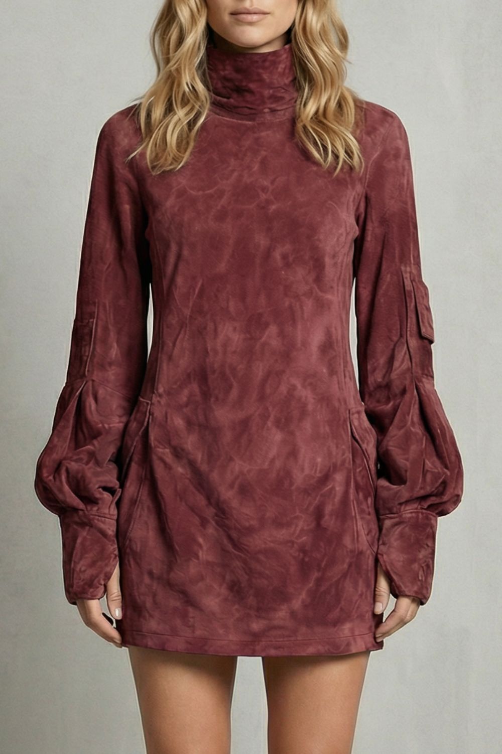 Marcella – Minivestido con cuello alto y efecto ante