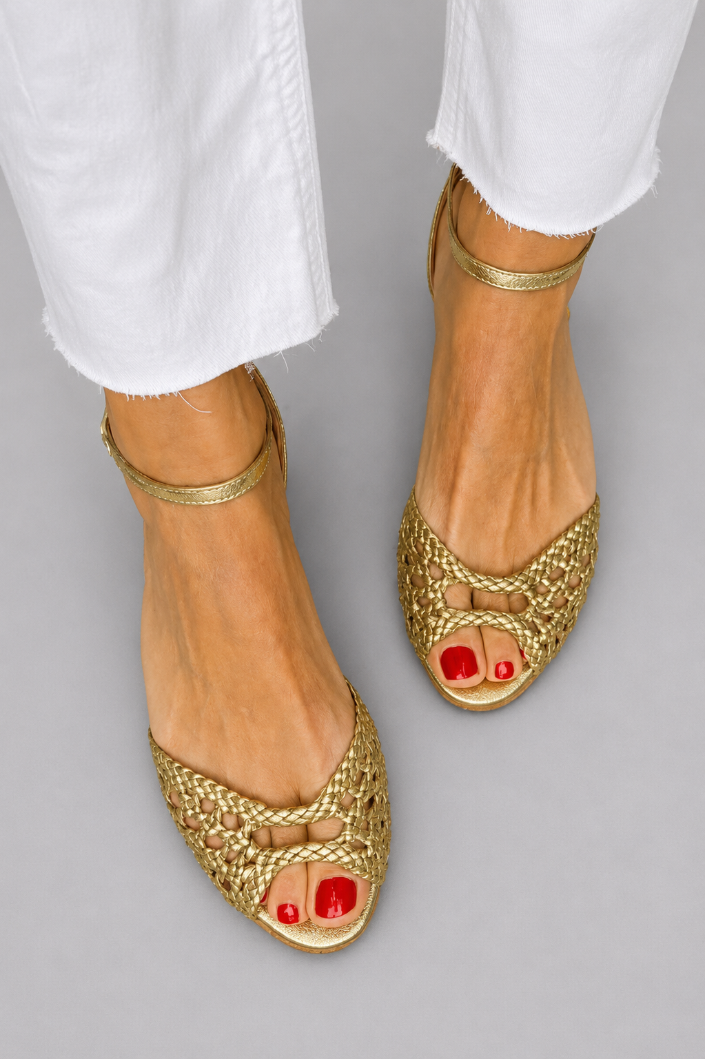 Sandalias cómodas trenzadas doradas Isadora
