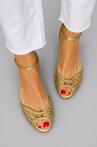 Sandalias cómodas trenzadas doradas Isadora