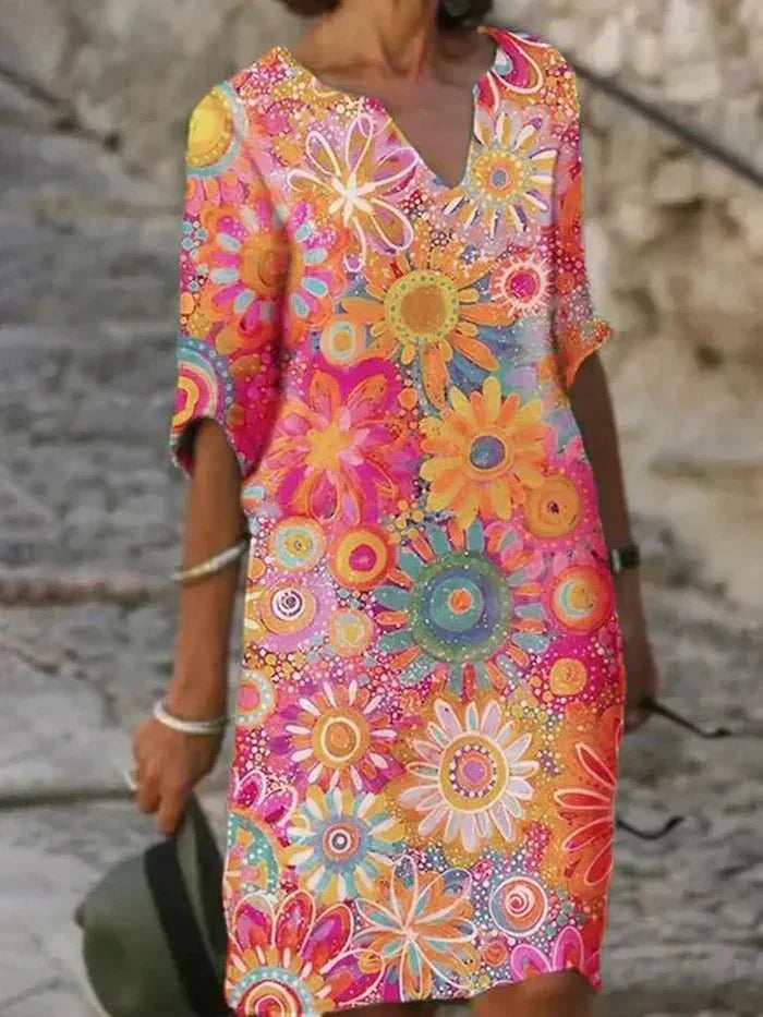 nira | Vestido midi floral brillante