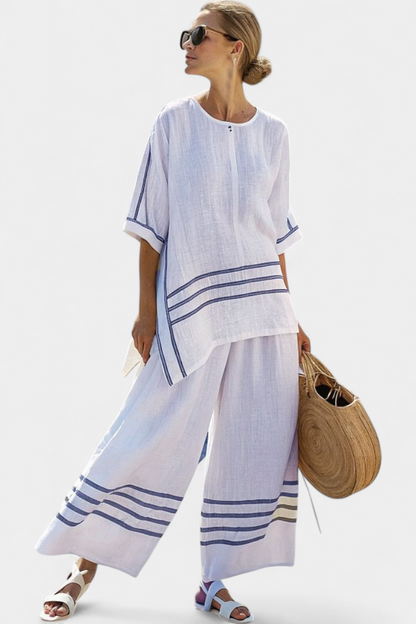 Wynne | Conjunto minimalista de lino a rayas