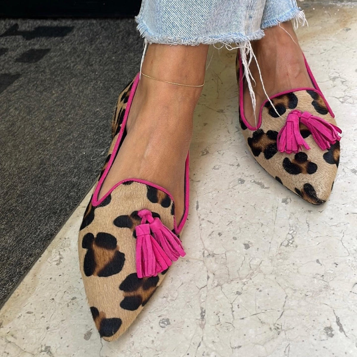Ana | Bailarinas con estampado animal y elegantes flecos