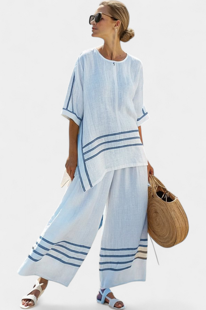 Wynne | Conjunto minimalista de lino a rayas