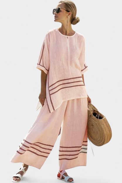 Wynne | Conjunto minimalista de lino a rayas