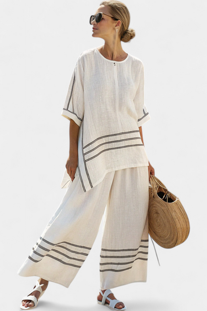 Wynne | Conjunto minimalista de lino a rayas