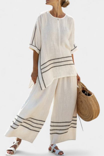 Wynne | Conjunto minimalista de lino a rayas