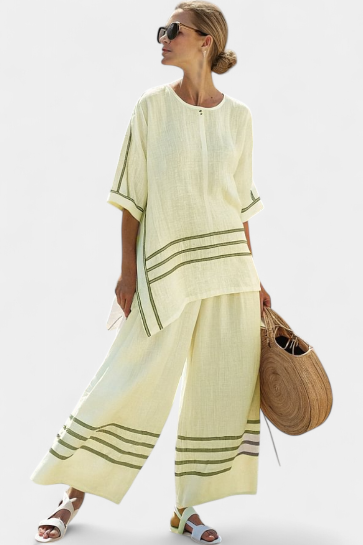 Wynne | Conjunto minimalista de lino a rayas