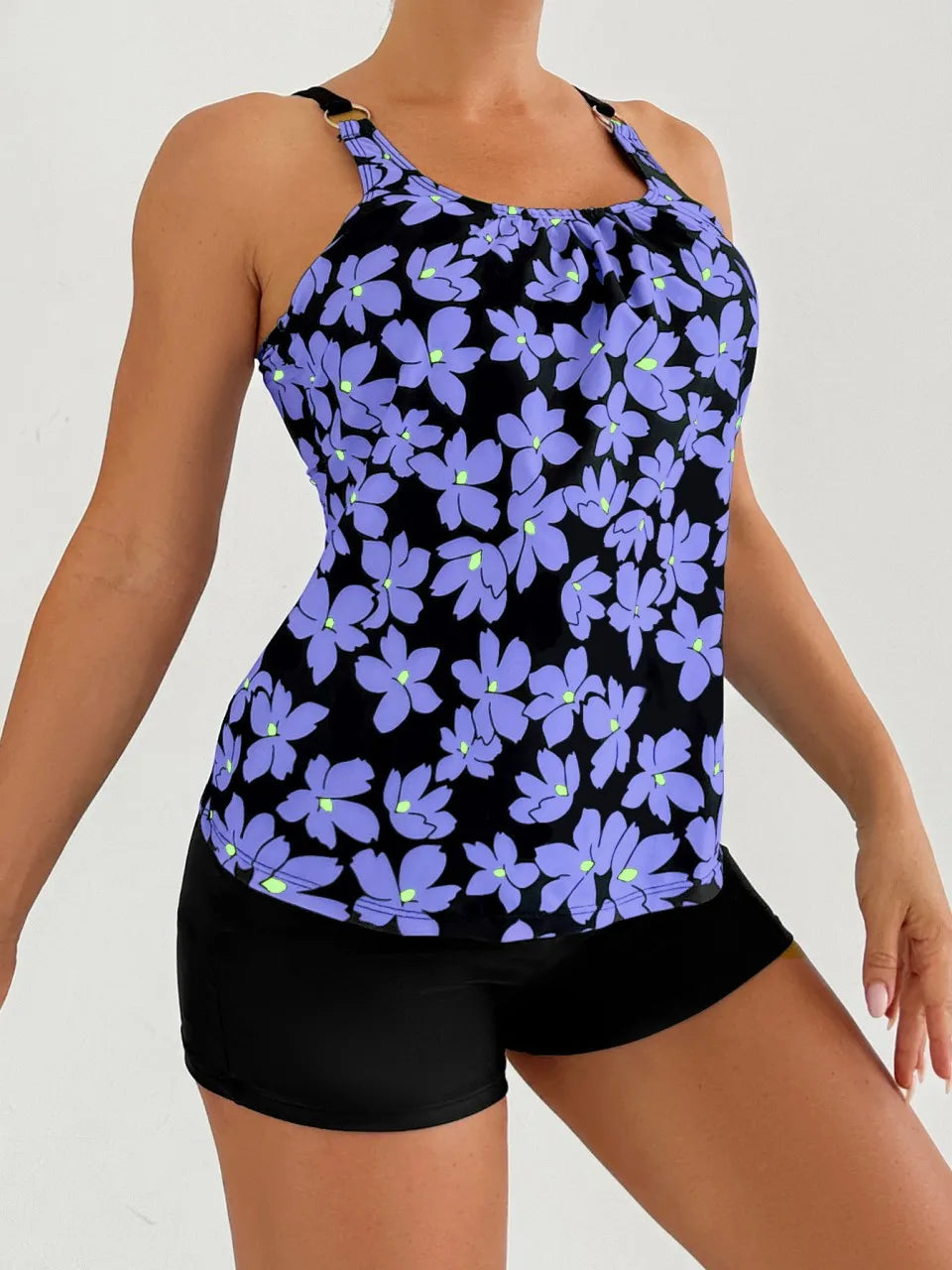 Madeline | Conjunto de tankini con estampado floral medianoche