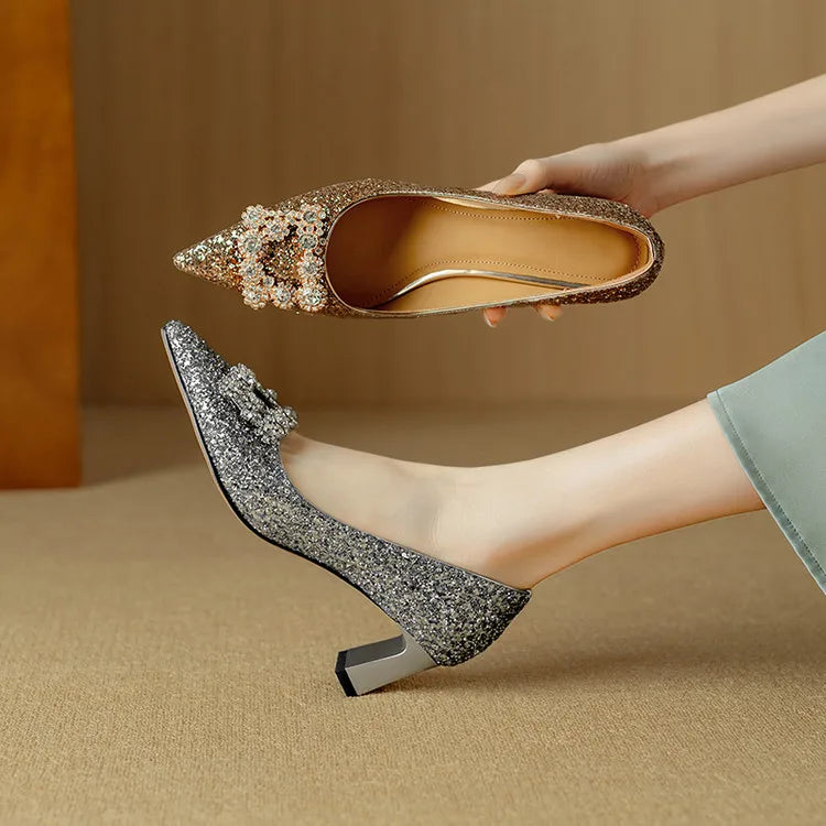 Zapatos de tacón con lentejuelas Gloria